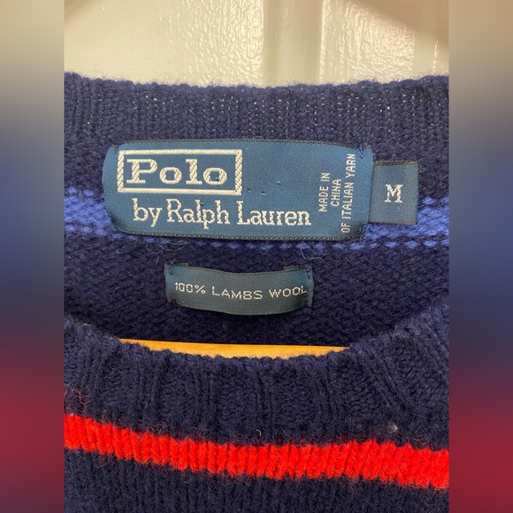 Vintage Polo Ralph Lauren Womens Rainbow Striped Lambswool Sweater Size Medium - Picture 2 of 5